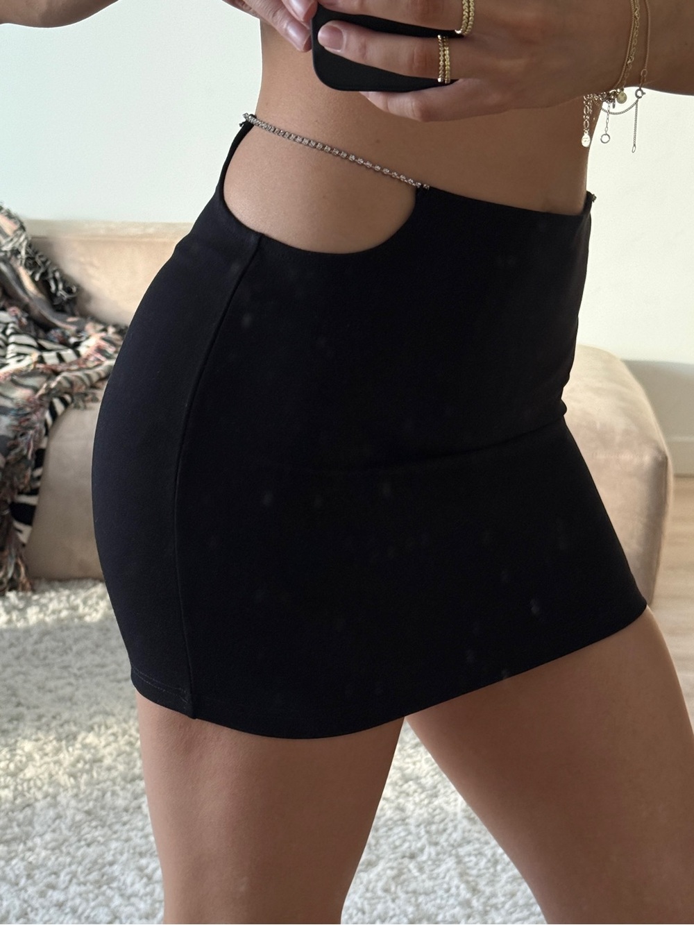 Superdown Black Cutout Mini Skirt